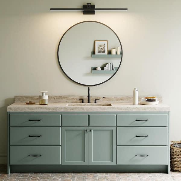 Merra 36 in. 1-Light Matte Black Bathroom 3CCT Modern LED Vanity