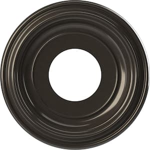 Traditional 10 in. O.D. x 3-1/2 in. I.D. x 1-1/8 in. P Thermoformed PVC Ceiling Medallion Metallic Charcoal
