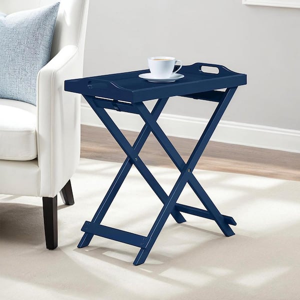 Designs2Go 22 in. W Cobalt Blue Rectangle MDF Folding Tray End Table