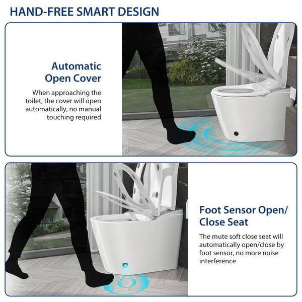 Amucolo 1-Piece Smart Bidet Toilet with Heated Seat & Auto Sensor Flush in White
