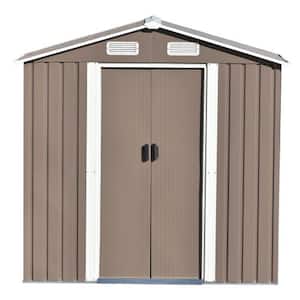 6 ft. W x 4 ft. D Metal Multi-Functional Storage Shed Brown White with Lockable Door, Vents and Foundation 23.4 sq. ft.
