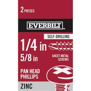 #14 x 5/8 in. Zinc Plated Phillips Pan Head Sheet Metal Screw (2-Pack)