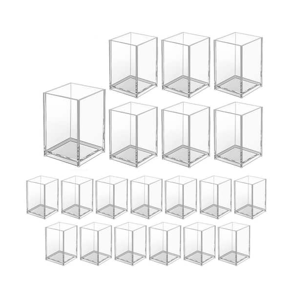20-Pack Clear Acrylic Pencil Holder Makeup Brush Organizer Pen Cup Desktop Stationery Organizer Office School Home