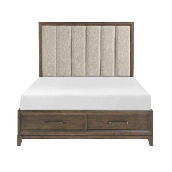 Benjara Wyn Brown, Beige and Black Wood Frame Queen Size Benjara Wyn Brown, Beige and Black Wood Frame Queen Size