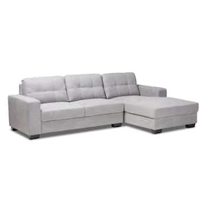 Langley 2-Piece Light Gray Fabric 3-Seater L-Shaped Right-Facing Chaise Sectional Sofa