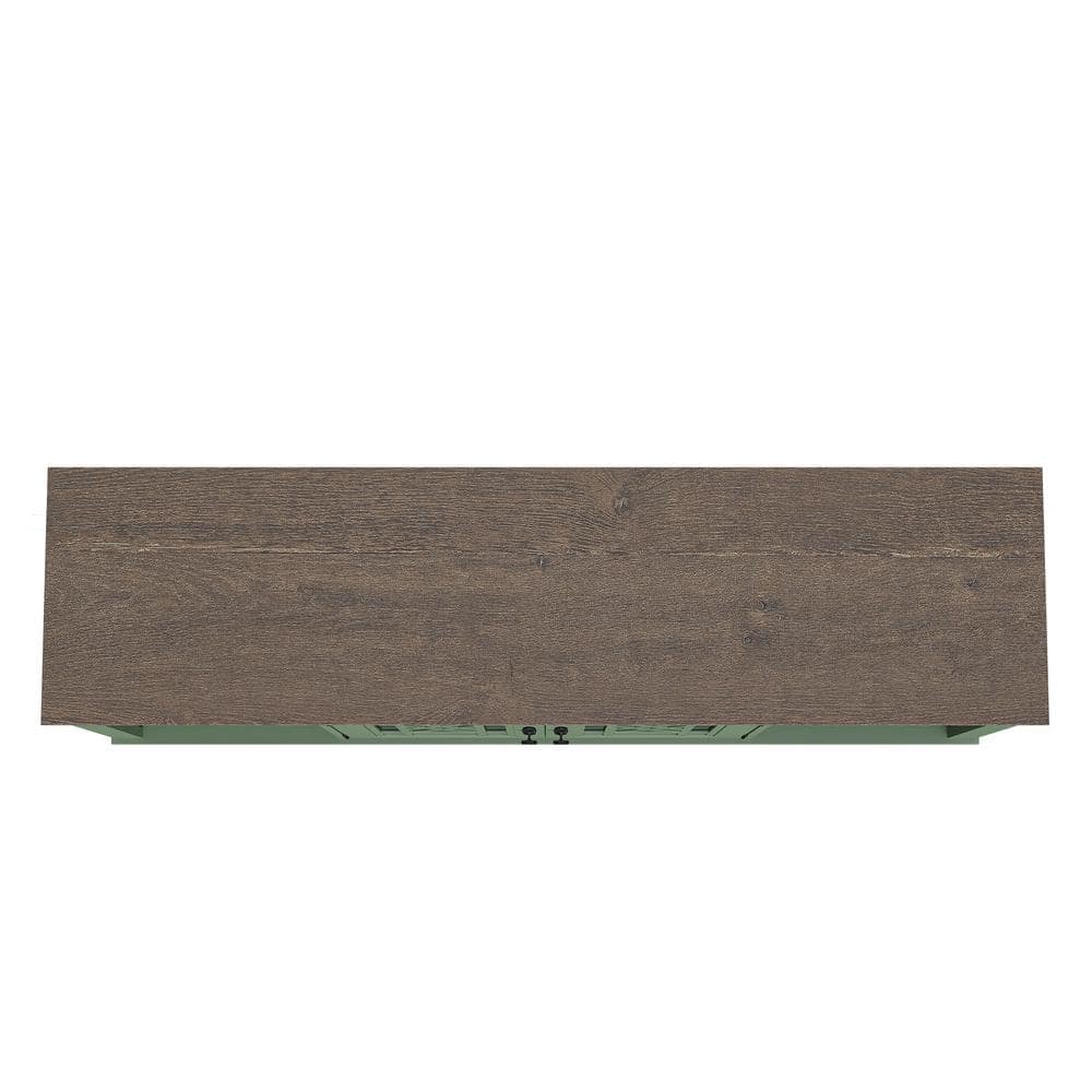 Festivo Green 60" Oak Vintage TV Stand with Carved Doors