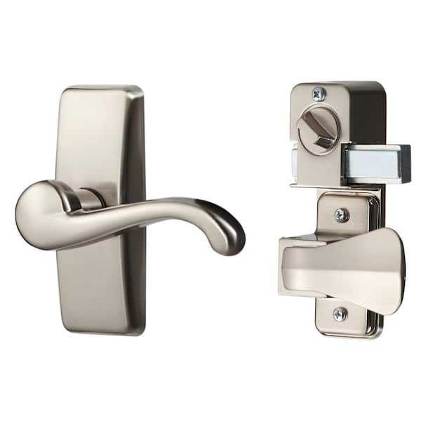 IDEAL SECURITY Satin Nickel Coated Zinc Storm and Screen Door Lever Handle Set with Deadbolt