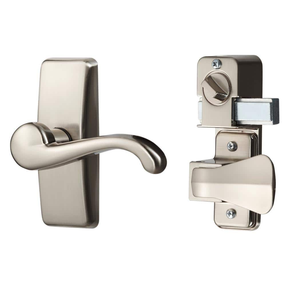 IDEAL SECURITY Satin Nickel Coated Zinc Storm and Screen Door Lever Handle Set with Deadbolt HK357DB05SC The Home Depot