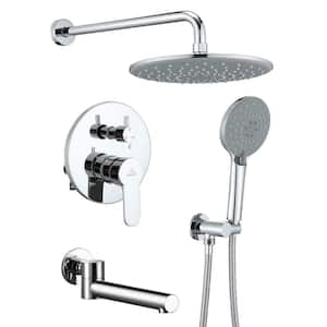 Single-Handle 3-Spray with 2.5 GPM 10 in. 3 Functions Tub and Shower Faucet in Chrome l (Valve Included)