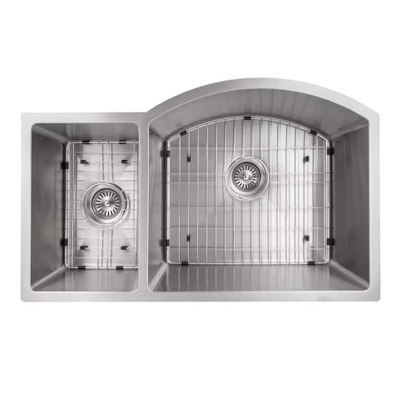 ZLINE Kitchen and Bath ZLINE 33" Aspen Undermount Double Bowl Stainless Steel Kitchen Sink with Bottom Grid (SC30D-33)