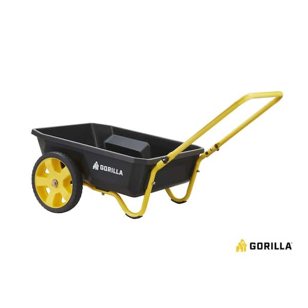 GORILLA CARTS 4 cu. ft. Poly Utility Garden Cart, 300 lbs. Capacity, 12 in. No-Flat Tires, Extra-Wide Foldable Handle