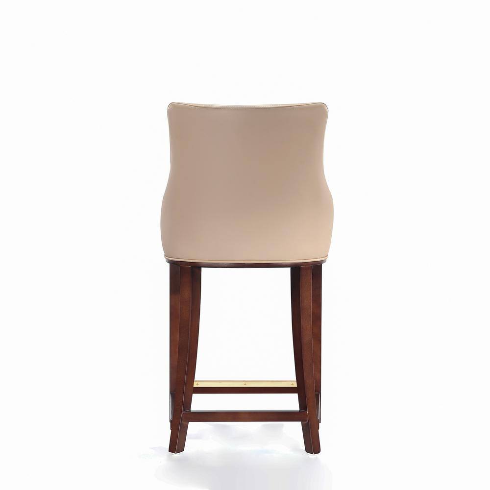 Tan Leatherette Upholstered Counter Height Barstool with Beechwood Frame