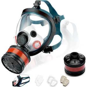 Respirator Mask Full Face Reusable Dual-Use with 40mm Filter Canister Cotton Filters and Filter Cartridges