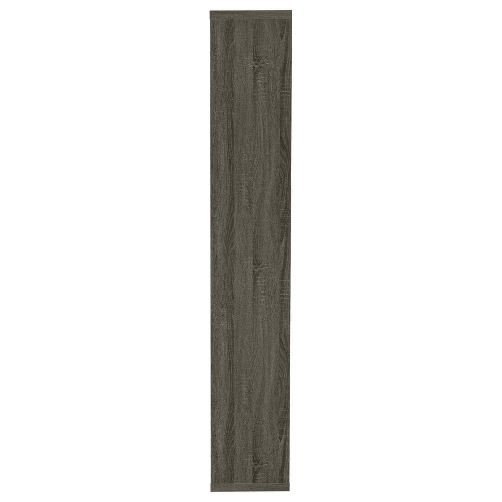 Transitional Geometric 10-Shelf Bookcase in Weathered Gray