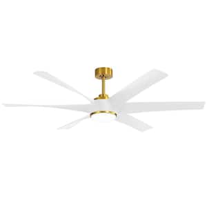 Hector II 65 in. Integrated LED Indoor White-Blade Gold Ceiling Fan with Light and Remote Control Included