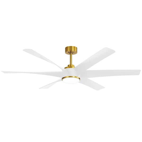 Breezary Hector II 65 in. Integrated LED Indoor White-Blade Gold Ceiling Fan with Light and Remote Control Included