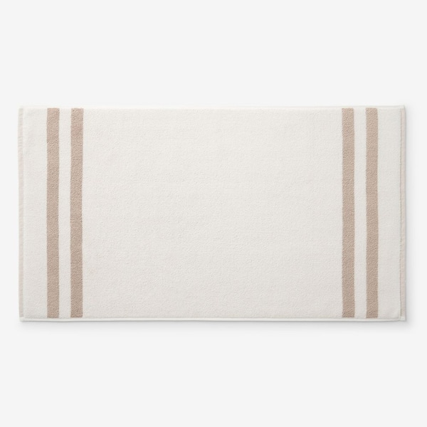 Legends Hotel Mirage Rev Stripe Aegean Towel 20 in. x 36 in. Ecru Bath Mat