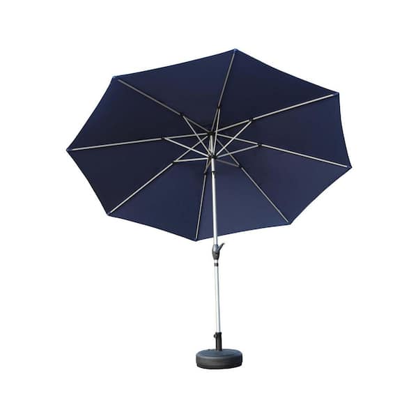 Unbranded 10 ft. Aluminium Outdoor Market Table Patio Umbrella with Button Tilt, Crank and 8 Sturdy Ribs for Garden in Navy Blue