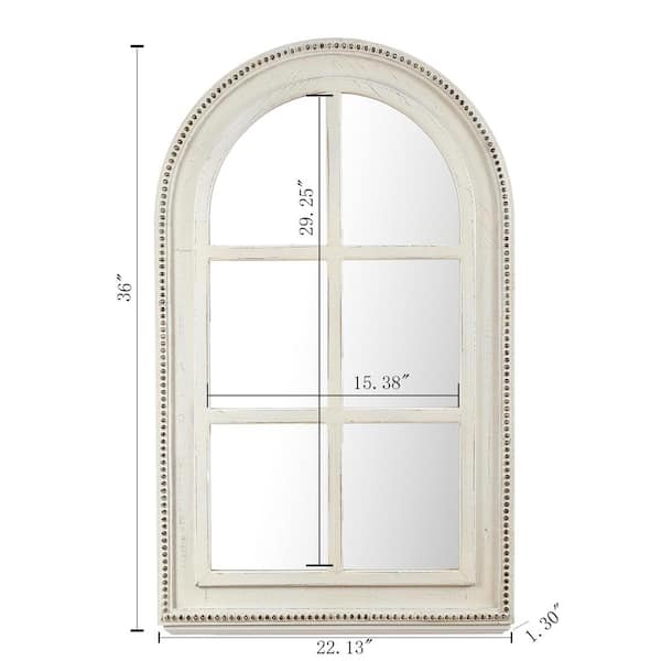 Luxenhome 35 83 In X 22 05 In White Wood Arched Window Framed Wall Mirror Wha1332 The Home Depot