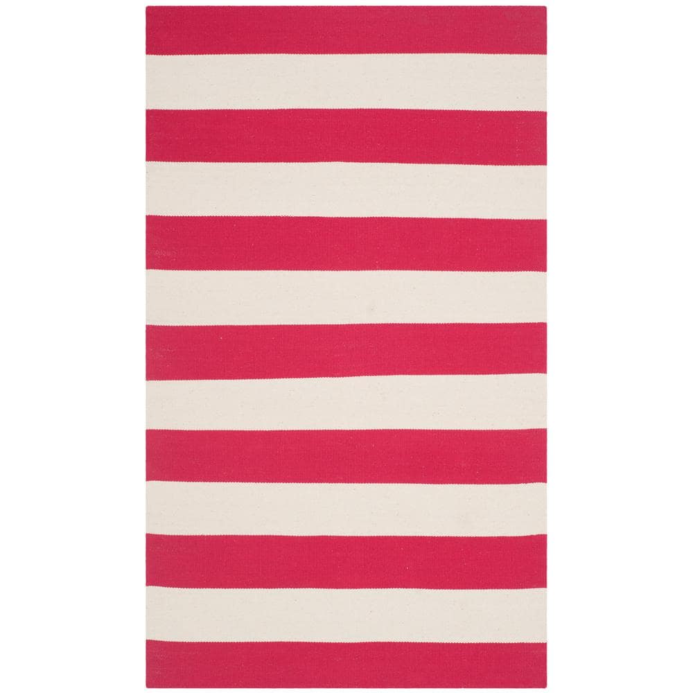 Montauk Red/Ivory Doormat 3 ft. x 5 ft. Solid Striped Area Rug price history on PriceWatchPro