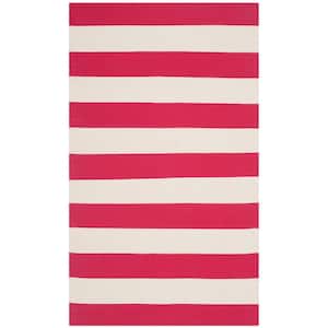 Montauk Red/Ivory 3 ft. x 5 ft. Solid Striped Area Rug