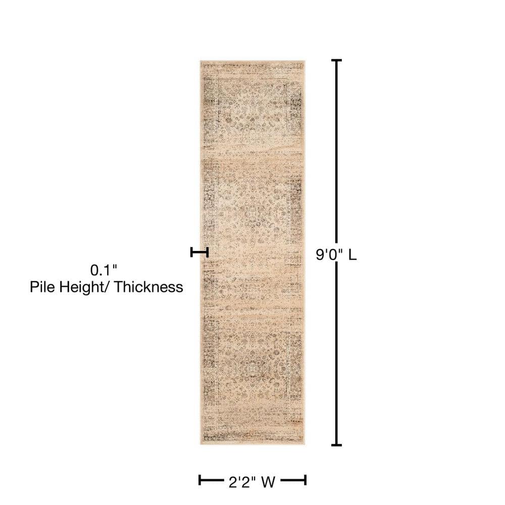 Warm Beige Wool and Viscose Runner Rug