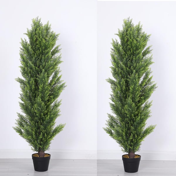 59 in. Green Artificial Cedar Tree in Pot HDSBS-1.5M-2 - The Home 