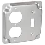 4 in. W Steel Metallic 2-Gang Exposed Work Square Cover for 1 Toggle Switch and 1 Duplex Outlet (1-Pack)