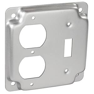 Hubbell-Raco 8731-5 Flat Single Duplex Octagon Cover – Silver, 4"