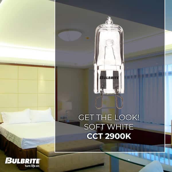 Bulbrite - 100-Watt Soft White Light T4 (G9) Bi-Pin Screw Base Dimmable Clear Mini Halogen Light Bulb(5-Pack)