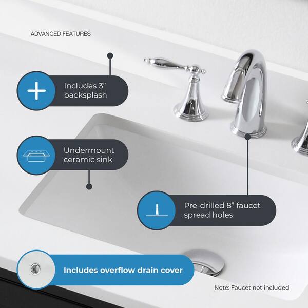 OVE Decors Tahoe 60-in Espresso Undermount Double Sink Bathroom Vanity with White Engineered Stone Top