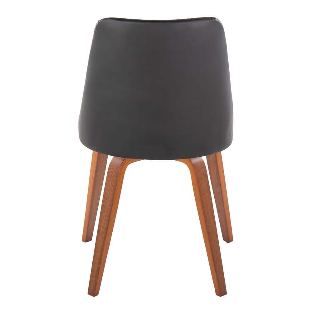 High Back Black Faux Leather Walnut Wood Side Chair