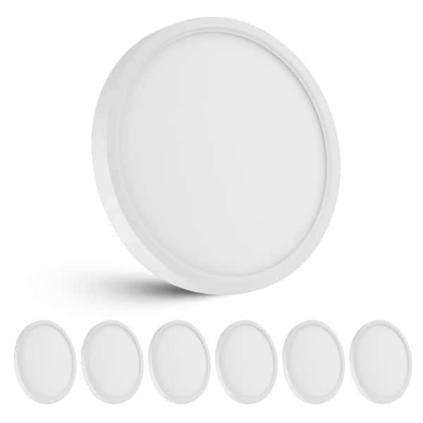 QRMOK 6-Pck 12 in. 20-Watt 3-Color White Indoor Selectable LED Flush Mount Dimmable Ceiling Light 2000 Lumens J-Box Compatible