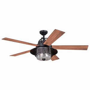 Charleston 56 in. Bronze Farmhouse Indoor-Outdoor Ceiling Fan with LED Light Kit and Remote