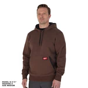 Men's Small Brown Midweight Cotton/Polyester Long-Sleeve Pullover Hoodie