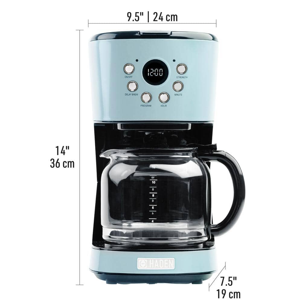 Turquoise Heritage 12-Cup Programmable Drip Coffee Maker with Strength Selector