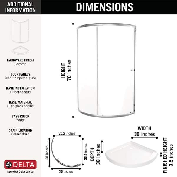 38'' Direct-to-Stud Corner Shower Wall Set in High Gloss White  B67916-3838-WH