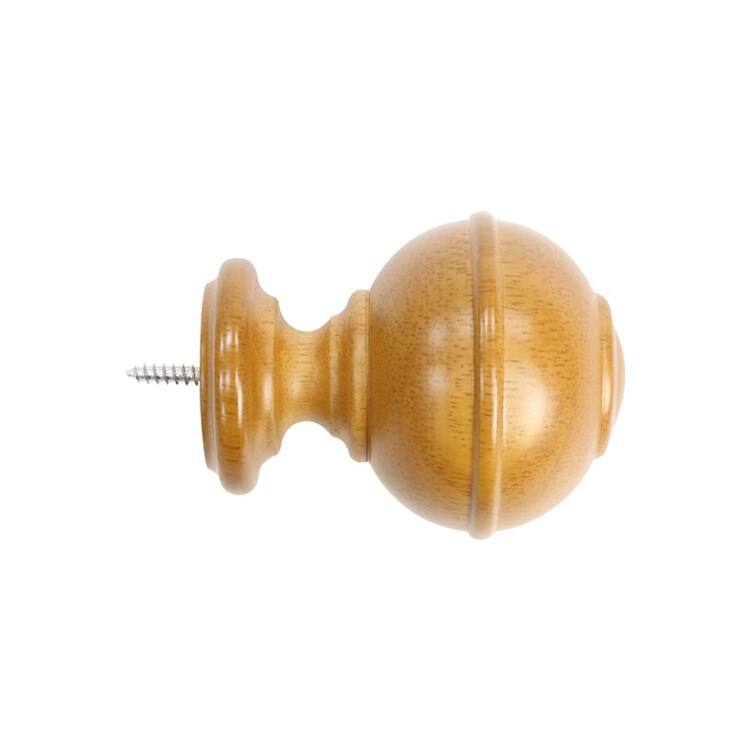 Lumi Mix And Match Heritage Oak Wood Knob Curtain Rod Finial (Set of 2)