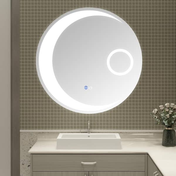 Moon Mirror Silver Round Bathroom Mirrors Circle Wall Mirrors 30