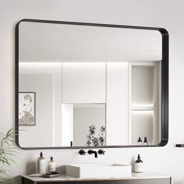 40 in. W x 30 in. H Rectangle Framed Wall Bathroom Vanity Mirror in Black