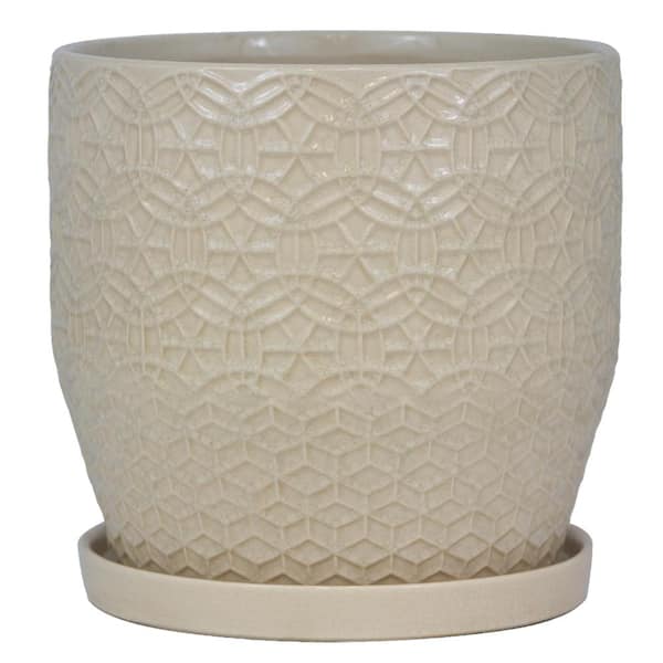 Trendspot 12 In Dia Ivory Rivage Ceramic Planter Cr10853 12b The Home Depot