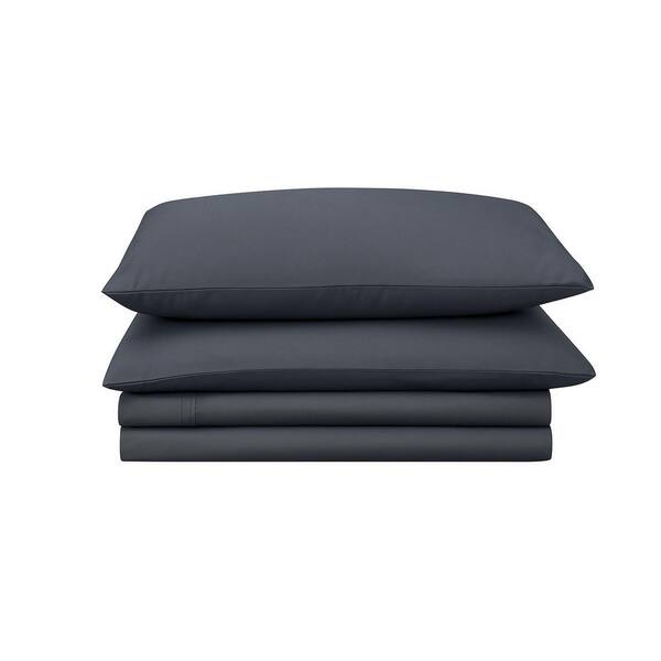 Queen Sheet Set, 4-Piece Dark Grey Floral, Brushed Microfiber, Deep Pocket, Cooling