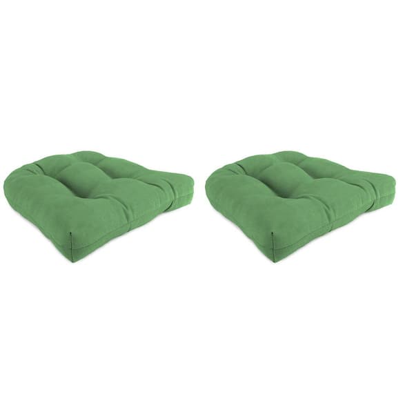 Jordan Manufacturing 19 in. L x 19 in. W x 4 in. T Tufted Outdoor Wicker Seat Cushion in Canvas Cucumber (2-Pack)