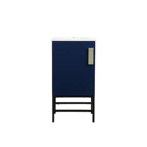 Timeless Home 19 in. W x 18 in. D x 33.5 in. H Bath Vanity in Blue with Ivory White Engineered Stone Top