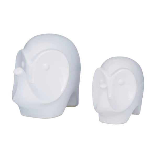 Litton Lane White Stoneware Contemporary Sculpture (Set of 2)