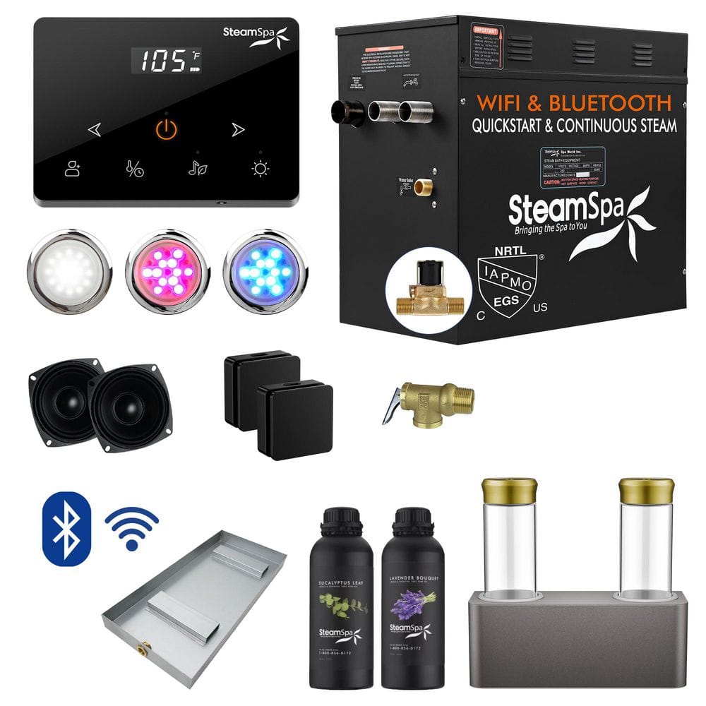 Black Series 10500-Watt Steam Generator with Wireless Remote, BLUETOOTH, WIFI and Dual Aroma Pump in Matte Black
