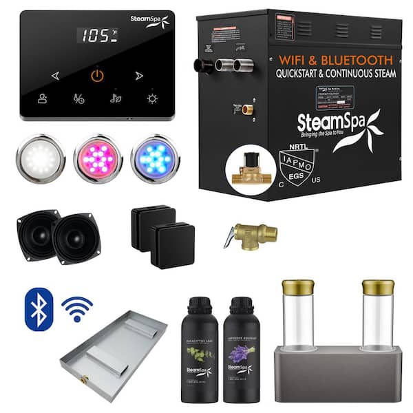 Black Series 10500-Watt Steam Generator with Wireless Remote, BLUETOOTH, WIFI and Dual Aroma Pump in Matte Black
