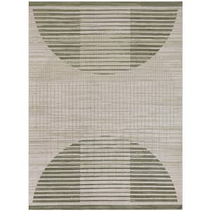 Astra Machine Washable Ivory Olive 5 ft. x 7 ft. Graphic Contemporary Area Rug