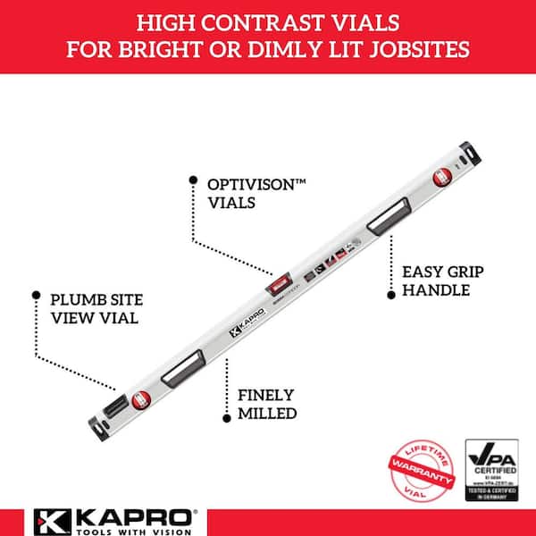 48 in. Heavy Duty Aluminum Box Level with Optivision and Plumb Site