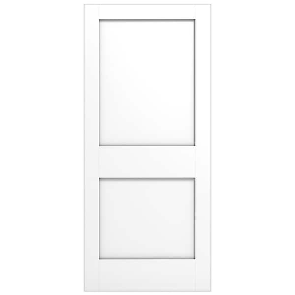 34 in. x 80 in. x 1-3/4 in. 2-Panel Flat Square Top Shaker Sticking Full and Square Primed Wood Core Door Slab